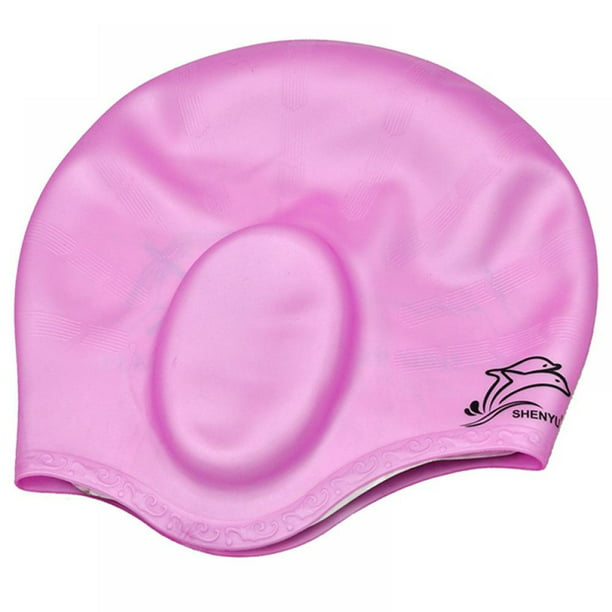 Swim Cap Ear Protection Shark Bathing Cap Waterproof Long Hair Cover Pool Shower Swimming hat to Keep Hair Dry 